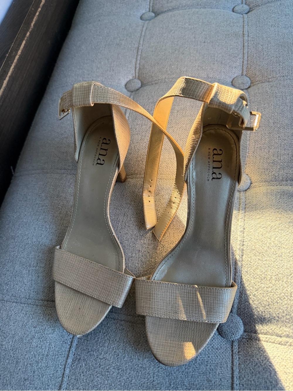 a.n.a Neutral Tan Strappy Block Heel Sandals